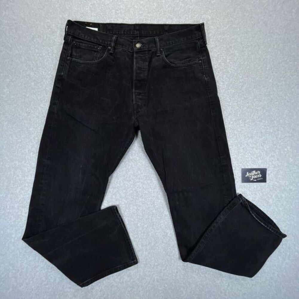 Levis 501 Jeans Mens 38 x 34 (36 x‎ 33) Black Button Fly Straight Denim Western